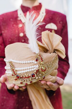 Groom Turban for Hindu Wedding at Peace Arch International Park in Blaine, Washington