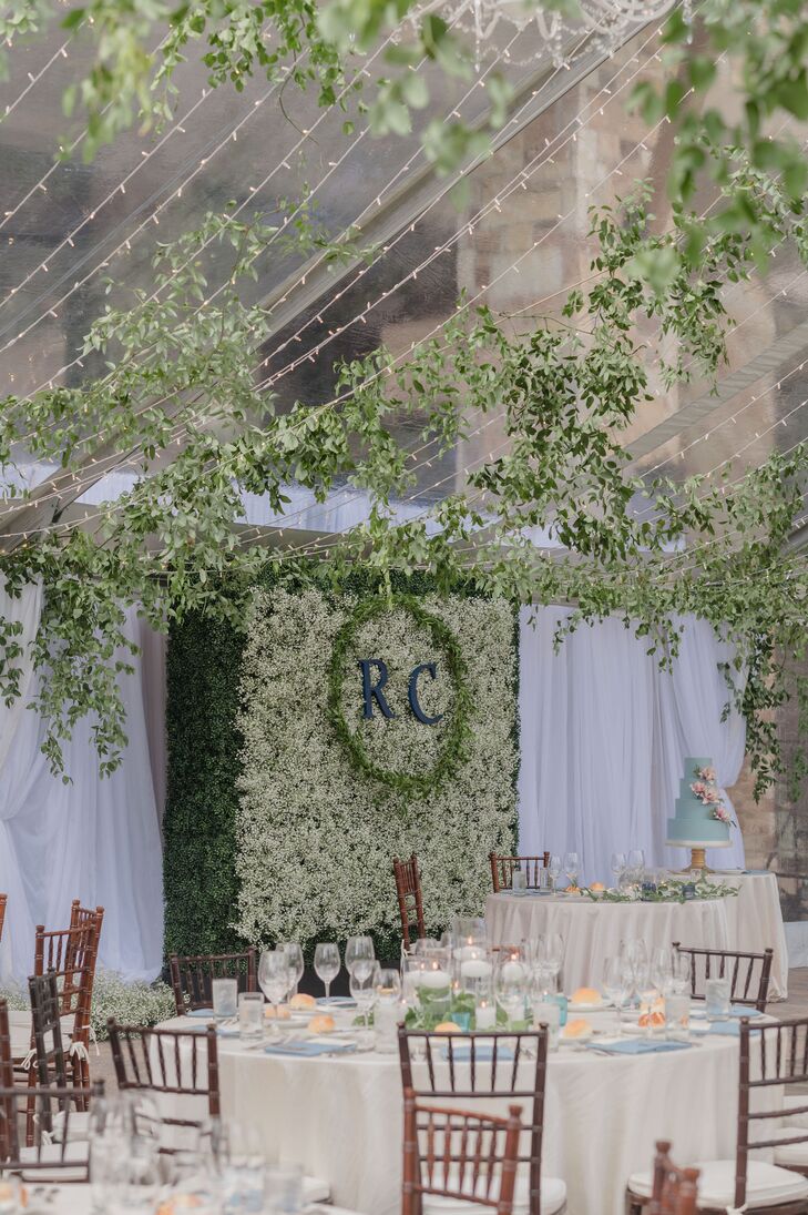 Wedding Reception Tent Decorated With Greenery