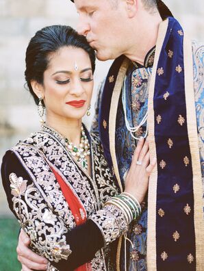 Bride and Groom in Traditional Indian Attire at Regal Miami, Florida, Wedding