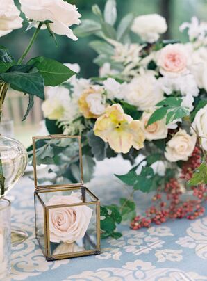 Blue Jacquard Print Table Linens