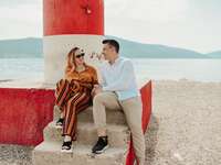 Couple on a romantic getaway in New England. 