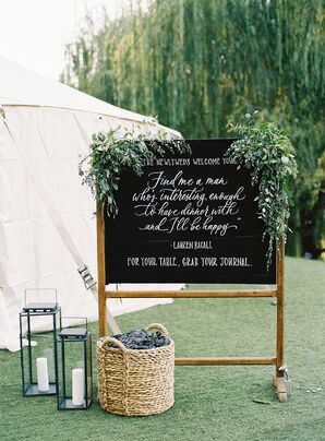 Chalkboard Sign with Quote  for Napa Valley Wedding