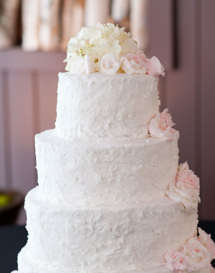Textured Buttercream Cake With Blush Pink Cake Flowers