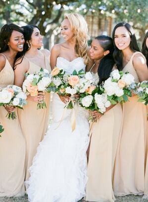 Bridesmaids in Yellow Dresses for Wedding at The Ivory Oak in Wimberley, Texas