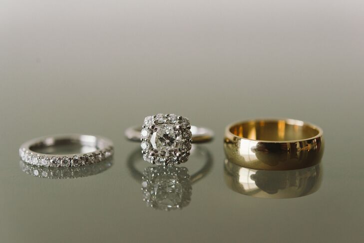 Nick knew that Katie wanted a cushion cut diamond ring with a halo and simple band, and unbeknownst to Katie, Nick pre-ordered her ring before he took her shopping. “I walked right up to the setting Nick had already picked out and exclaimed that was the one I wanted,” says Katie.