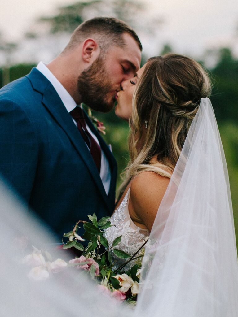 half up wedding hairstyles for short hair loose braid and veil