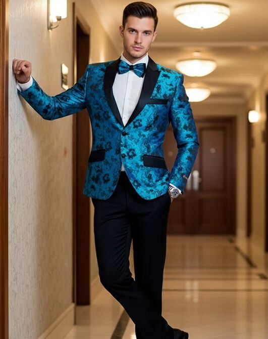 BLACKTIE AMSTERDAM Turquoise Wedding Tuxedo Blue Tuxedo - 4