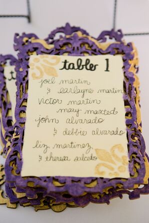 Purple Framed Table Numbers and Names