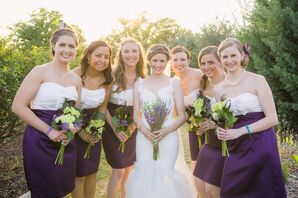 Ivory and Eggplant Bridesmaids Dresses