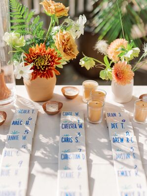 Tile Escort Cards for Wedding at The Greenhouse at Driftwood