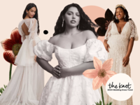 Collage of convertible wedding dresses. 