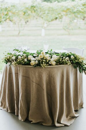 Burlap Table Linen with Green Garland