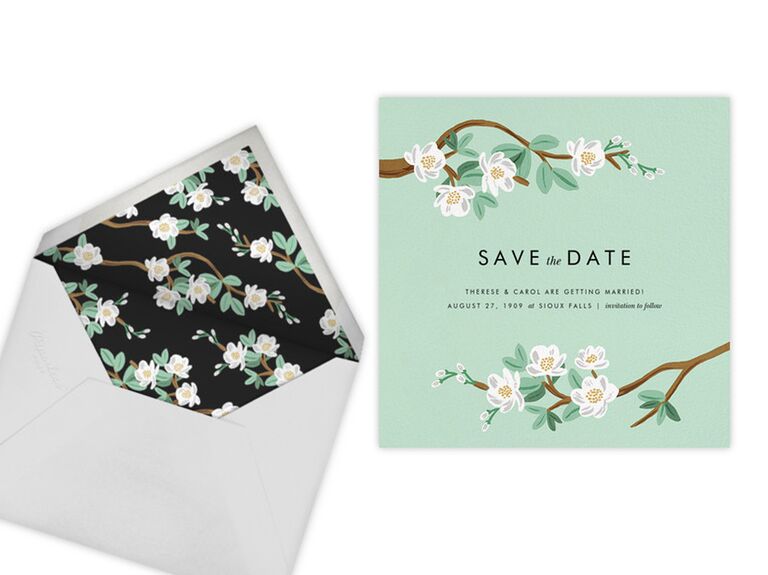 Rifle Paper Co. tea tree save-the-date