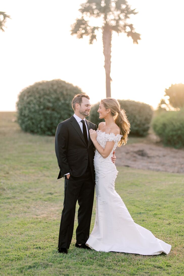 Bride and Groom Sunset Portraits at The Seabrook Island Club in South Carolina