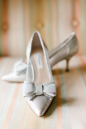 Sparkly Silver Heels with Bows