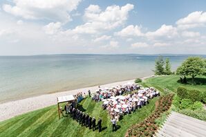Arial View of Lakefront Estate Wedding