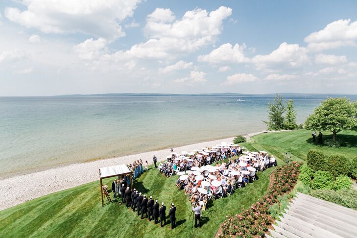 Arial View of Lakefront Estate Wedding
