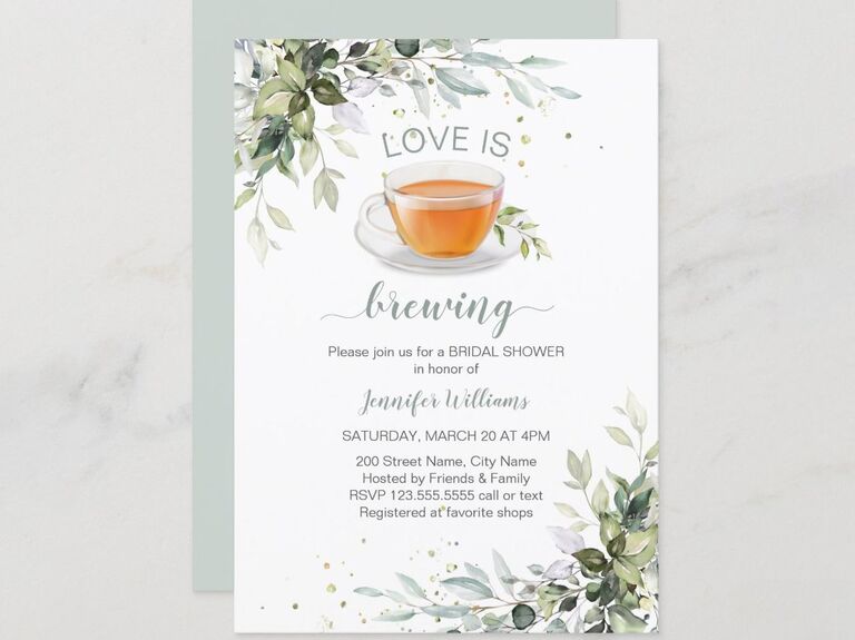 Love Is Brewing tea party bridal shower invitation