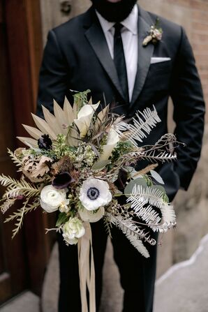 Bouquet With Anemones and Dried Ferns for Wedding at the Ludlow Hotel in New York City