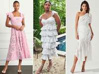 Collage of three bridal shower dress for the bride 