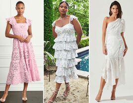 Collage of three bridal shower dress for the bride 