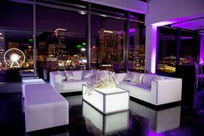 Sleek White Lounge with Uplit Table