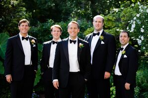 Groomsmen in Matching Classic Black Tuxedos