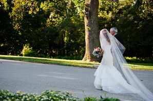 Bride in Two-Tier Cathedral-Length Veil