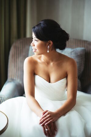 Elegant Low Updo and Pearl Drop Earrings