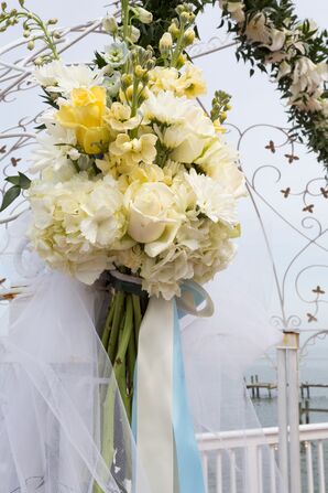 Yellow and White Wedding Arch Flowers