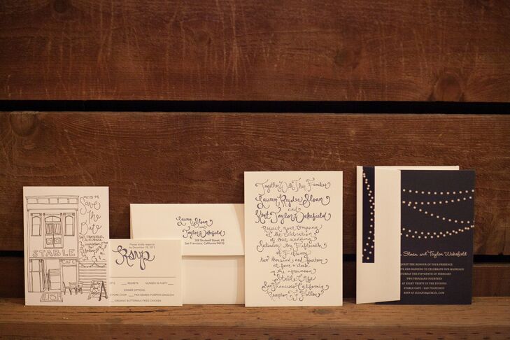 "I was an art major in college and I've always loved to sketch and use fun lettering, so it came naturally to me to design our invitations and save-the-dates," says Lauren.