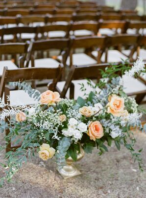 Ceremony Aisle Floral Arrangements at The Ivory Oak in Wimberley, Texas