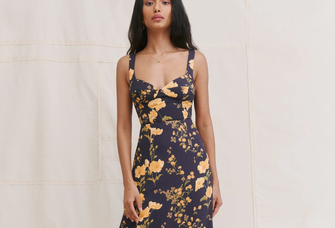 Floor length dress with floral print