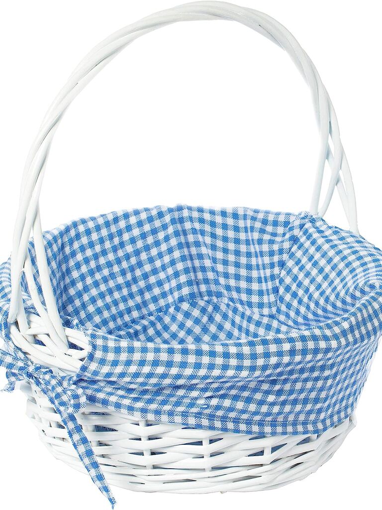 White and Blue Gingham Basket from Amazon for your wedding flower girl