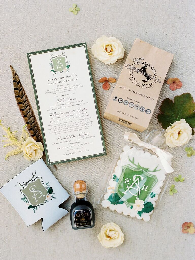 Rustic monogrammed wedding invitation suite