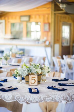 Rustic Hydrangea and Dusty Miller Centerpiece