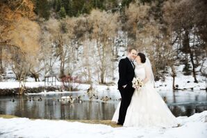 Blush Ball Gown With Illusion Neckline