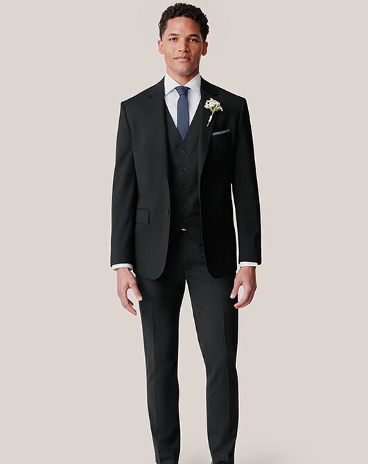 Birdy Grey Suits Josh Suit Vest in Black Black Tuxedo - 2