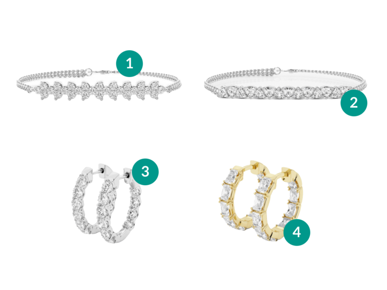Grown Brilliance earrings and bracelets