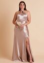 Birdy Grey Monica Shiny Satin Dress in Taupe Halter Bridesmaid Dress - thumbnail - 2