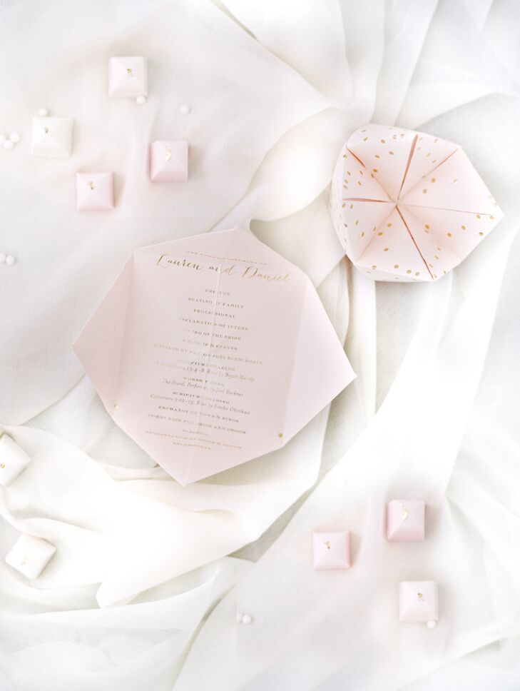Lauren and Daniel's stationery suite included an interactive ceremony program folded into a cootie catcher.