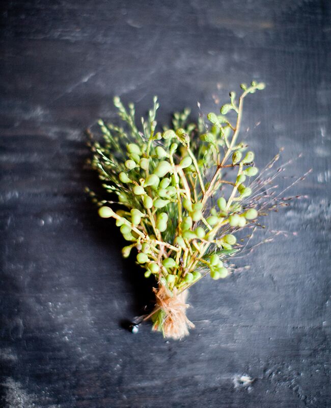 eucalyptus seed boutonniere |<img class=