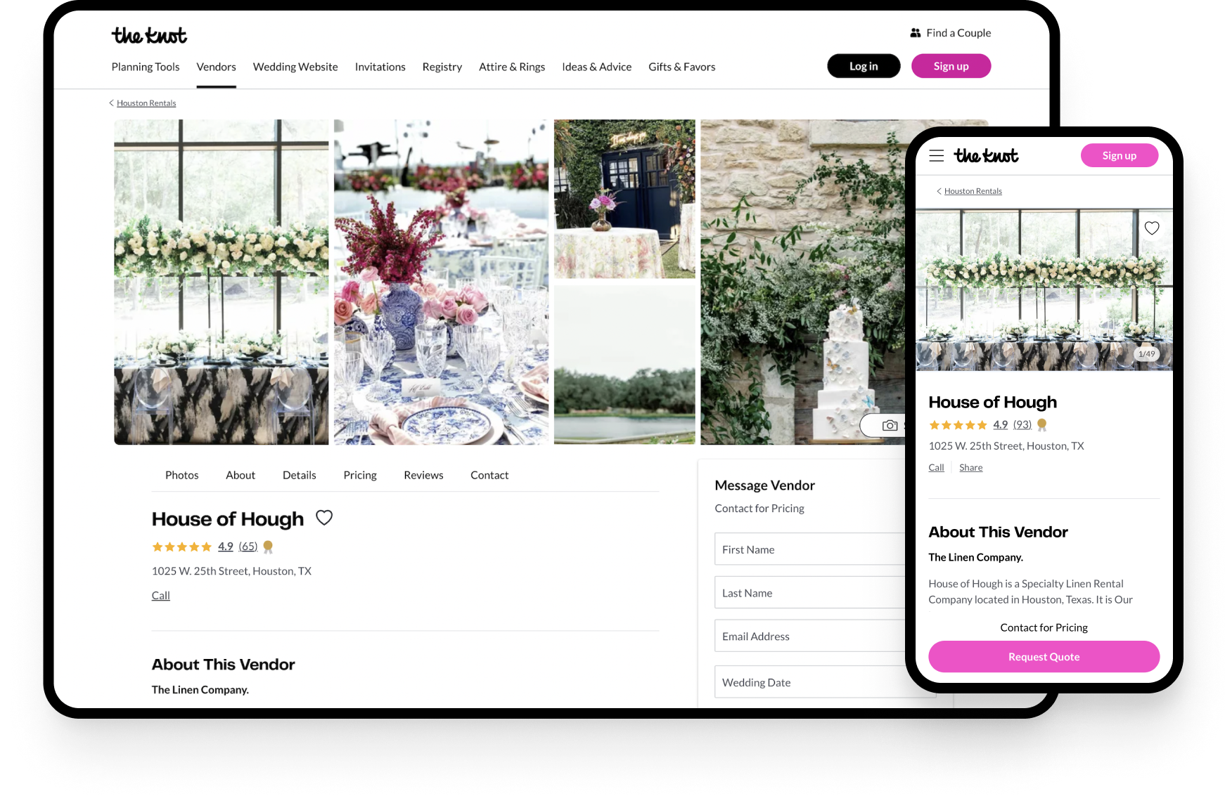Customize your wedding business listing