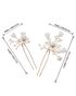 AW Bridal AW BRIDAL Wedding Hair Pins Flower Bridal Hair Pieces Bridal Hair Comb Clip Wedding Hair Accessories for Brides Bridesmaids 2Pcs (Gold) Gold Pins, Combs + Clip - thumbnail - 2