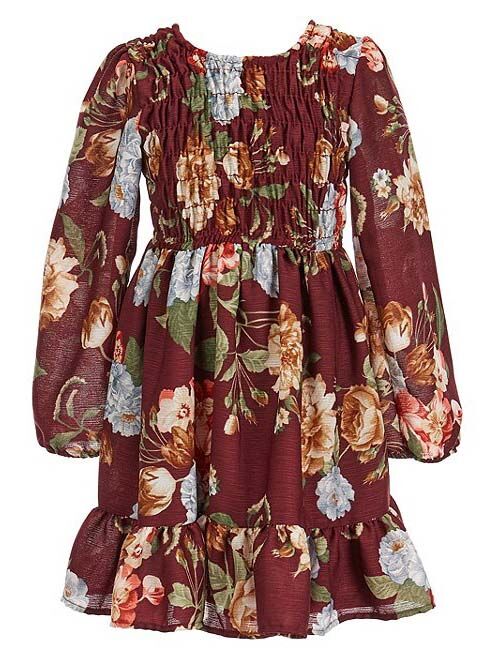 brown floral babydoll dress