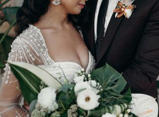 Kanha and Jilson  hail from Cambodia and the Dominican Republic, respectively, and “it was important for us to have flowers and details that reminded 