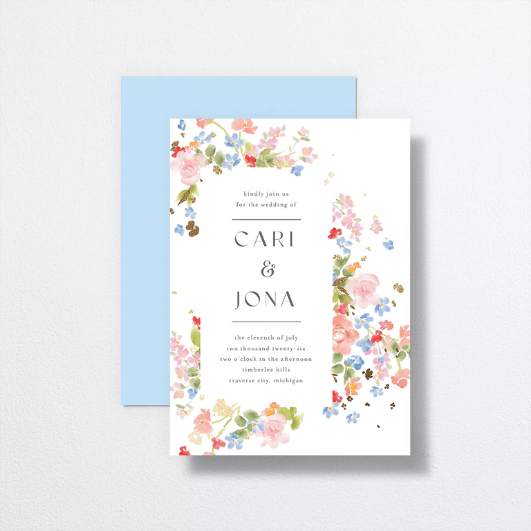 pastel watercolor flowers spring wedding invitations from the knot