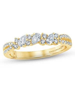 Kay Jewelers Monique Lhuillier Bliss Diamond Anniversary Ring 1/2 ct tw Pear & Round-cut 18K Yellow Gold Gold Wedding Ring