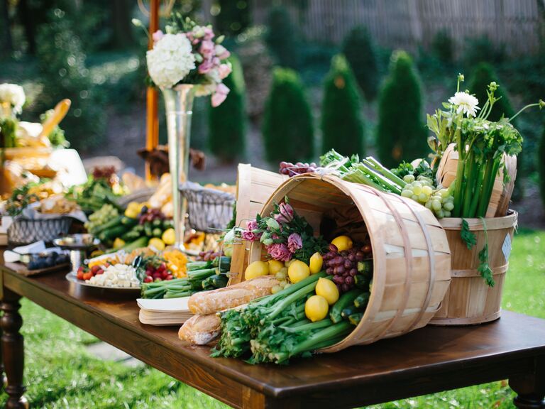 wedding food stations farmer's market produce