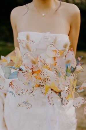 Whimsical Bouquet with Paper Butterflies and Bunny Tail Grass
